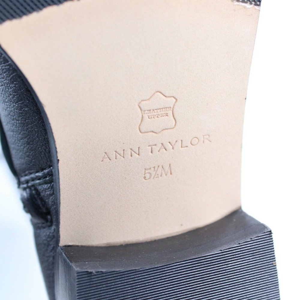 Ann Taylor Sz 5.5 M Amy Black Leather Knee High Full Zip Buckle Riding Boots - Picture 8 of 12
